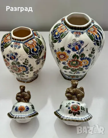 Две вази / урни Royal Delft Polychrome, снимка 9 - Вази - 49869738
