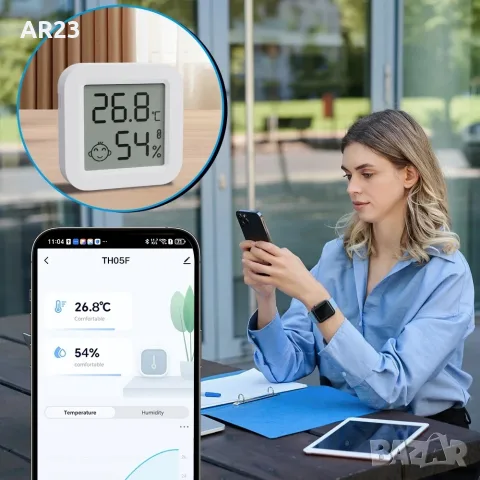 Смарт Bluetooth термометър и влагомер Tuya – сензор за температура, снимка 2 - Термометри, влагомери, хигрометри и барометри - 55866622