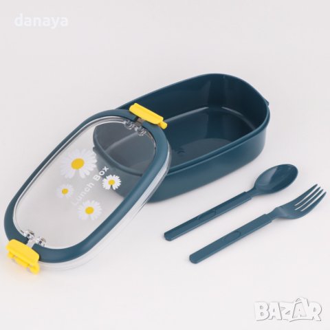 4091 Кутия за храна с прибори Маргаритка, снимка 2 - Кутии за храна - 42535834