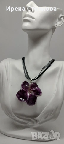 Колие с естествен цвят на Налба. Дължината е максимално 23 см, цвета е с размери 5,5/5 см. , снимка 14 - Колиета, медальони, синджири - 51090496