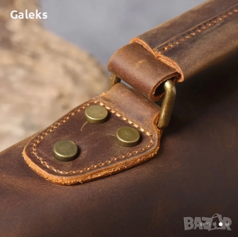 Мъжка кожена  ретро чанта “WIECZNE” Луксозна кафява Crazy Horse* кожа!, снимка 11 - Чанти - 51700203