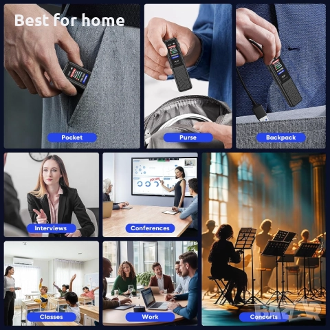 64GB диктофон с технология за намаляване на шума, с изкуствен интелект, снимка 8 - Други - 51581786