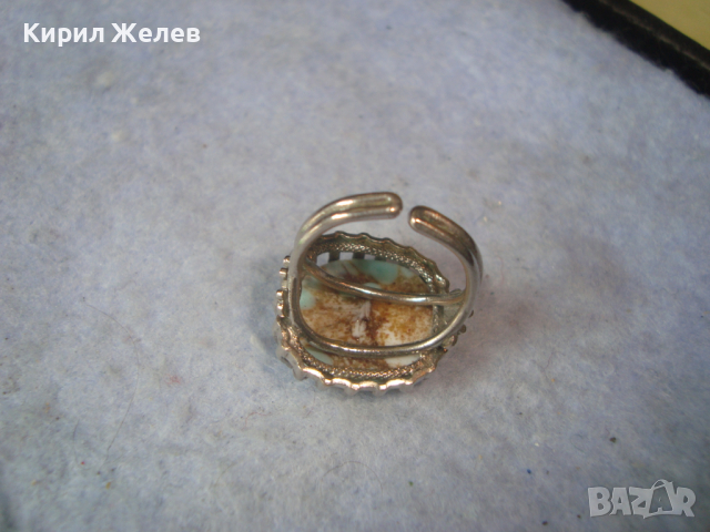 ПОСРЕБРЕН ТЮРКОАЗЕН АРТ ПРЪСТЕН РЕГУЛИРУЕМ с ШЛИФОВАН ЮВЕЛИРНО НАТУРАЛЕН ТЮРКОАЗ 26620, снимка 11 - Пръстени - 36382032