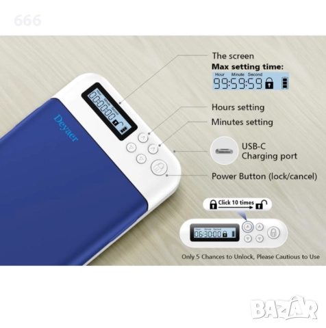 Кутия за заключване на телефон с таймер,, снимка 4 - Друга електроника - 52859982