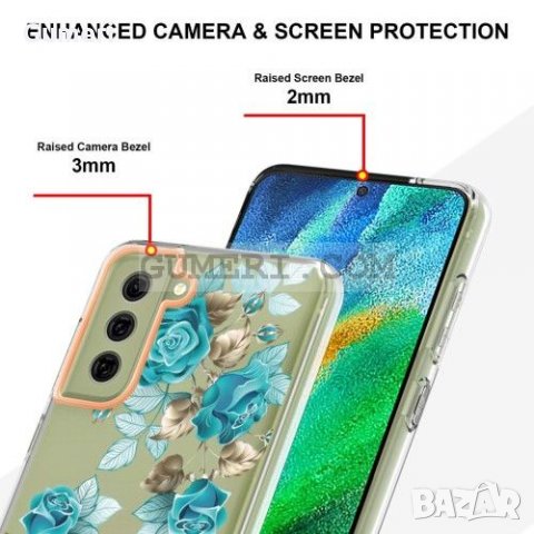 Samsung Galaxy S21 FE 5G Силиконов Прозрачен Гръб С Цвете - Синя Роза, снимка 4 - Калъфи, кейсове - 35920671