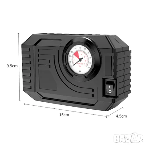 Компактен компресор за гуми 12V с манометър, снимка 3 - Аксесоари и консумативи - 55863680