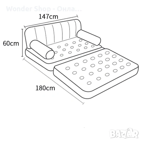Двоен надуваем матрак с разтегателен диван за спане, снимка 2 - Дивани и мека мебел - 53068419