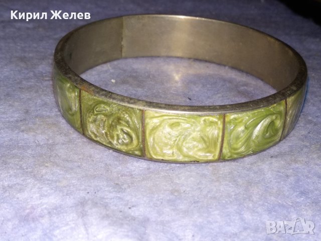 СТАРА ПОСРЕБРЕНА СТОМАНЕНА РЕТРО ГРИВНА ИНКРУСТИРАНА с РЪЧНО ШЛИФОВАН ЗЕЛЕН ЯСПИС 38319, снимка 7 - Антикварни и старинни предмети - 41148212