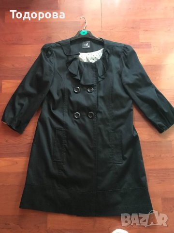 Черен шлифер с ръкав 7/8 , снимка 2 - Палта, манта - 24871407