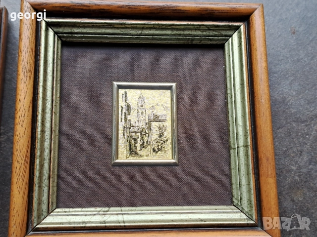 италианска мини картина със златно фолио 22 карата   29/1, снимка 2 - Картини - 52027606