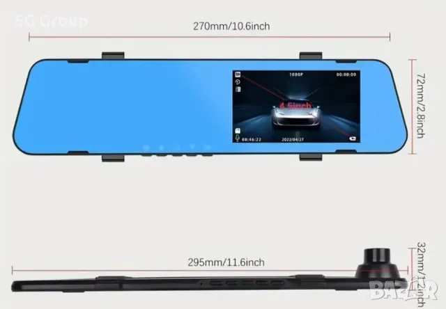 Камера видео регистратор за кола тип огледало в, снимка 4 - Аксесоари и консумативи - 48030050