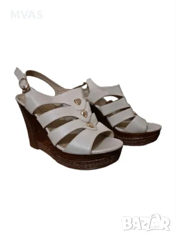 Нови дамски сандали на платформа кремави светло бежови, снимка 2 - Сандали - 49742507