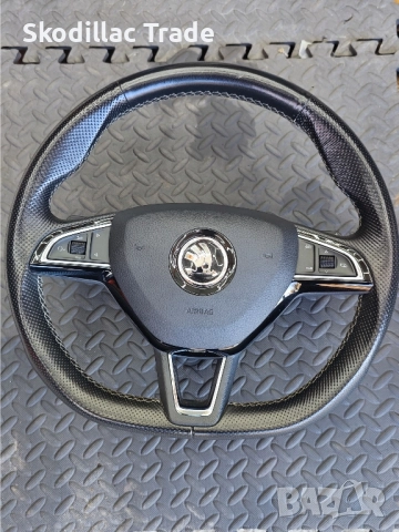 Оригинален кожен волан с пера и подгрев за Шкода/Skoda 