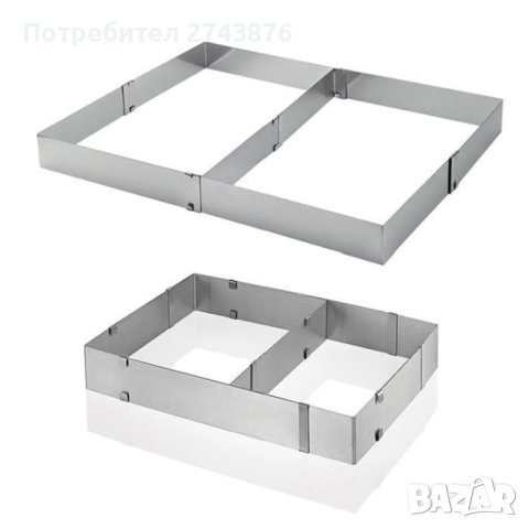  РИНГ ЗА ТОРТА, РЕГУЛИРУЕМ, ПРАВОЪГЪЛЕН .С РАЗДЕЛИТЕЛ, снимка 1