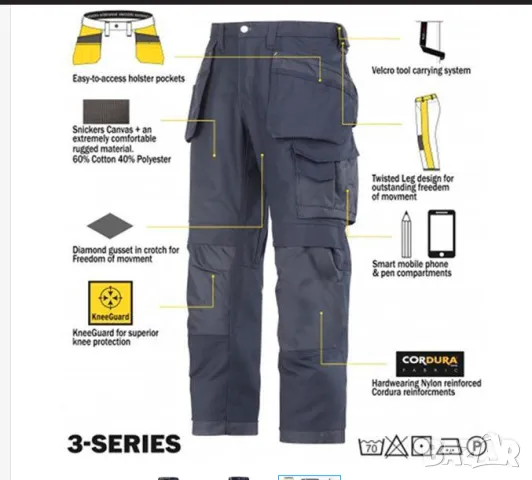 занаятчийски работни панталони Snickers Canvas+ размер 150 Л 150 , снимка 9 - Панталони - 48120285