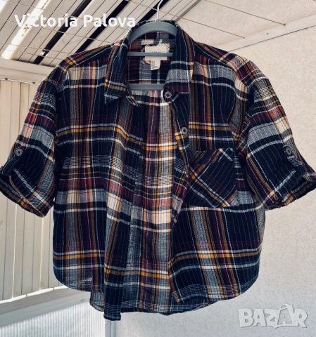 Модерна къса  риза кроп I LOVE H 81 USA, снимка 2 - Ризи - 51714361