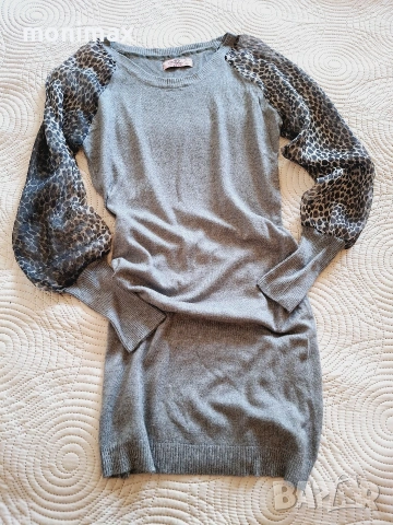 Дамска рокля с ръкав от тюл S, снимка 2 - Рокли - 53357405