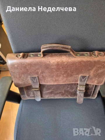 Бизнес чанта от естествена кожа за лаптоп и документи с винтидж дизайн, снимка 7 - Чанти - 52748065