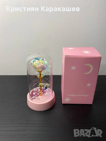 Мини Декоративна Златна Роза LED лампа 24k златно, снимка 5 - Декорация за дома - 53429997