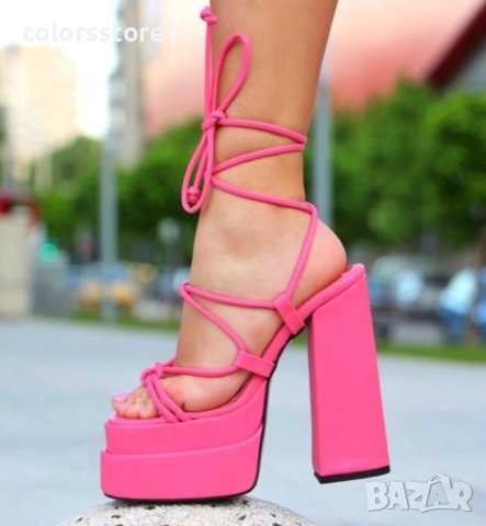 Сандали на ток - циклама кожа - FM25, снимка 2 - Сандали - 40733474