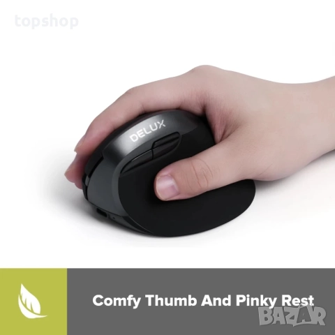 Нова Безжична мишка Delux M618MINI, Bluetooth, Ергономична, Черна, снимка 7 - Клавиатури и мишки - 51589034