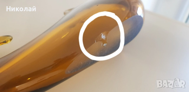 Риба-ваза от кафяво стъкло, снимка 8 - Антикварни и старинни предмети - 53226060