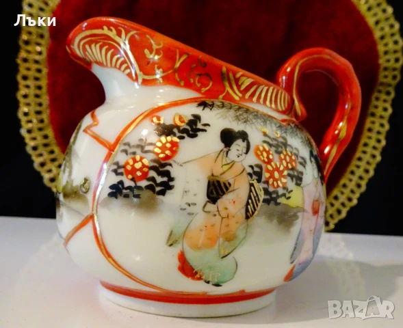 Кана,каничка японски порцелан Kutani-yaki,синигер,гейши,злато. 