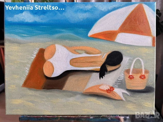 Оригинальная картина маслом ЛЕТО.СОЛНЦЕ.МОРЕ.ПЛЯЖ