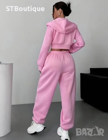 🩷🤍🩵🩶Дамски ежедневен комплект – Суичър с паднали рамене + Джогър панталон🩷🤍🩵🩶, снимка 8 - Спортни екипи - 52424377
