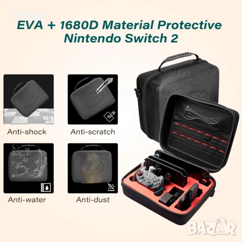 Калъф Reddening за Nintendo Switch 2, удароустойчив калъф от твърда EVA материя, снимка 4 - Аксесоари - 51180867