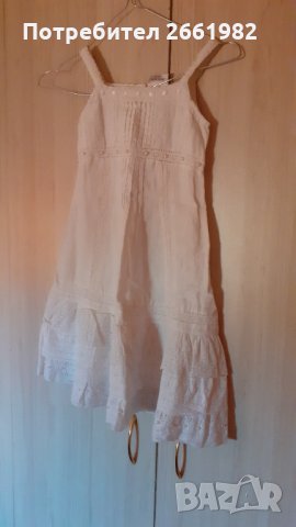 Бяла памучна рокля с дантела, снимка 1 - Детски рокли и поли - 34038818