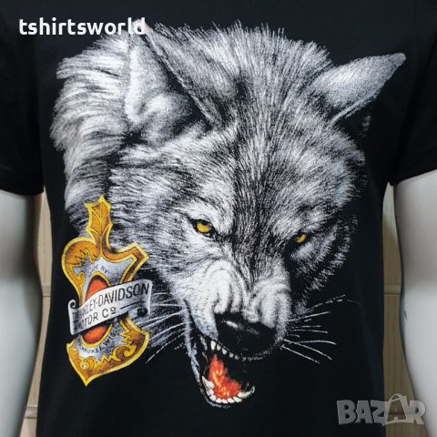 Нова мъжка тениска с дигитален печат HARLEY DAVIDSON -Вълк (Wolf), снимка 2 - Тениски - 36178161