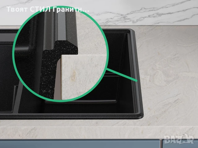 Графит кухненска гранитна мивка Париж 80 Work&Store 780 x 530 мм, снимка 4 - Мивки - 51286477