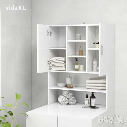 vidaXL Шкаф за пералня, бял, снимка 6 - Шкафове - 56146555