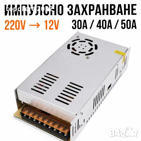 МОЩНО Импулсно захранване 220V към 12V – 30A, 40A или 50A с охлаждане