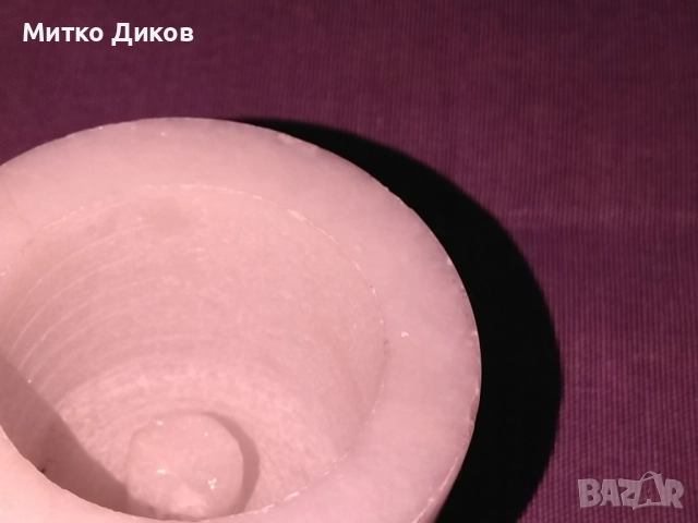 Мраморен пепелник от соца фи 120 мм и Н-39мм -900гр. и свещник- фи 60мм  Н-45мм-400гр Минералимпекс, снимка 12 - Декорация за дома - 52456405