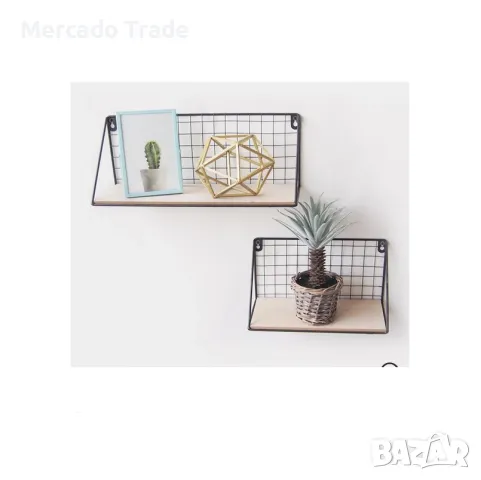 Комплект декоративни рафтове Mercado Trade, За стена, 2бр., Черен