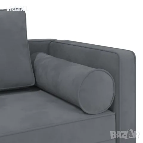 vidaXL Кушетка с възглавници, тъмносива, кадифе, снимка 6 - Градински мебели, декорация  - 56147445