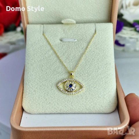 Златисто колие с кристали Evil Eye Necklace