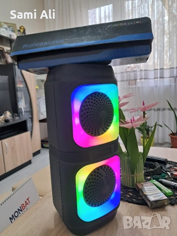 ЧИСТО НОВА Караоке Тонколона с 2 Безжични Микрофона – Пълен Комплект, снимка 5 - Аксесоари и консумативи - 53840494