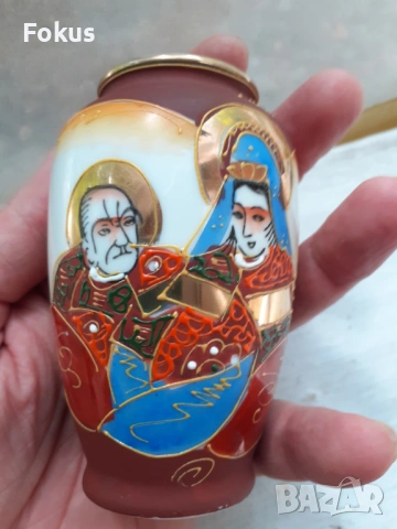 Порцелан японска вазичка сатцума маркировка satsuma, снимка 3 - Антикварни и старинни предмети - 53417743