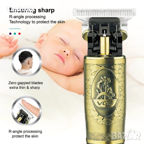 VGR V-091 професионален акумулаторен електрически тример за коса, метално острие, USB зареждане, снимка 6 - Машинки за подстригване - 41040473
