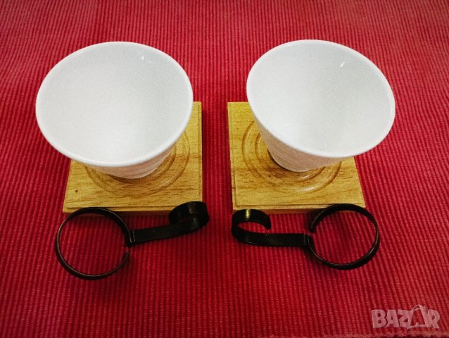 Порцеланови чаши с дървени подложки, Германия. , снимка 5 - Чаши - 42688935