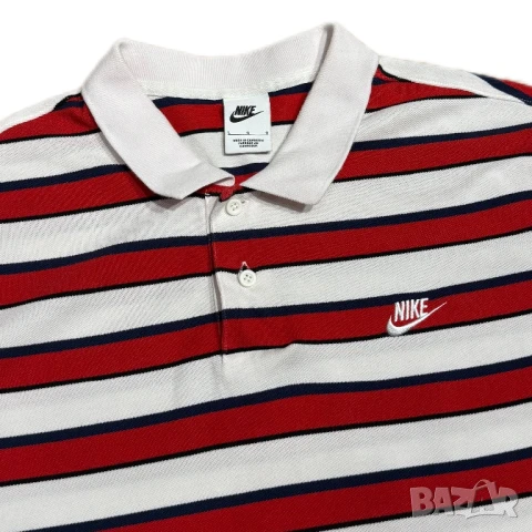 Мъжка тениска с яка Nike Club Stripe | L , снимка 3 - Тениски - 51162811