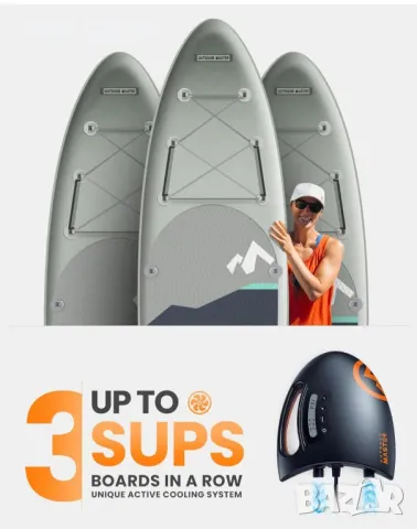 OutdoorMaster 20PSI SUP въздушна помпа с високо налягане Shark - интелигентно двустепенно надуване, снимка 5 - Надуваеми легла - 48930183