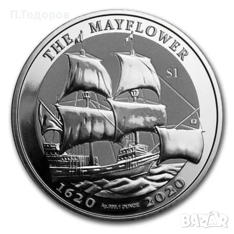 Сребро 1 oz Кораба Мейфлауер 2020, снимка 1