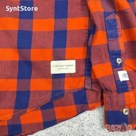 Мъжка карирана риза Scotch & Soda размер M -Червено и синьо (Amsterdam Couture), снимка 4 - Ризи - 53329323