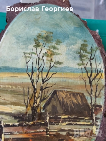 Малка рисувана картина върху дърво, снимка 2 - Картини - 51996601