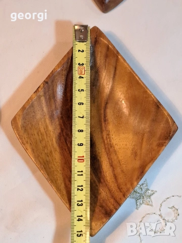 четири дървени купички за ядки каро, пика, купа, спатия 32/3 , снимка 6 - Декорация за дома - 53123367