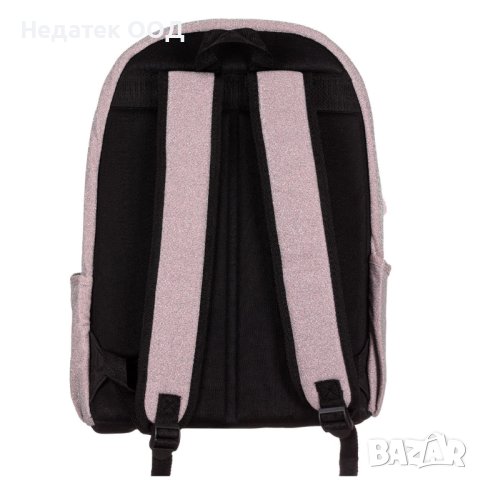 Ученическа раница, с ключодържател  Pon Pon, 31х15х43 см, Розова с брокат, снимка 3 - Раници - 41874593